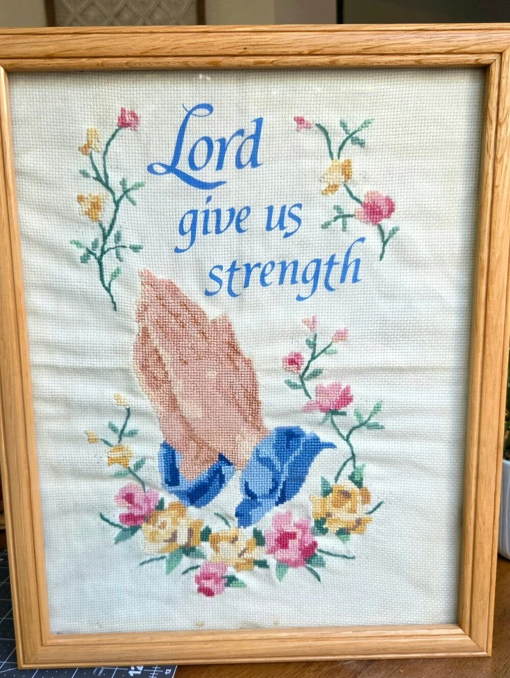 Vintage Framed Cross Stitch Prayer 